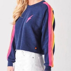 *NWOT*Aviator Nation Neon Stripped Crewneck